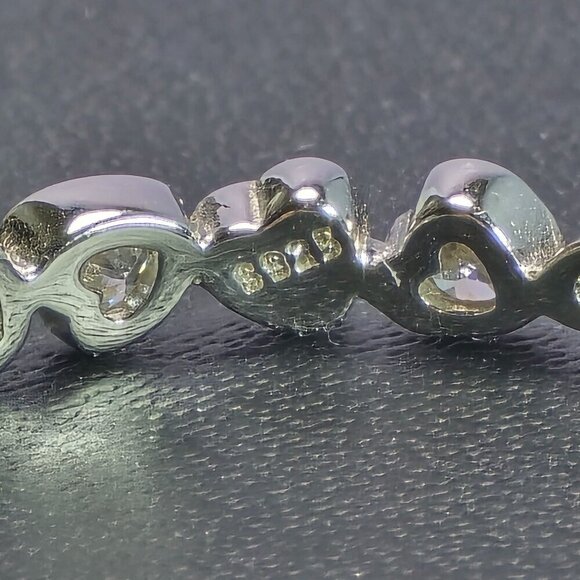 Sterling Silver Heart Eternity Band Ring With Cubic Zirconia Stones Size 7 (NWOT - Picture 5 of 6
